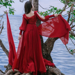 Xả Lỗ Váy Đỏ Boho Vintge Hàng Chuẩn ( có sẵn )