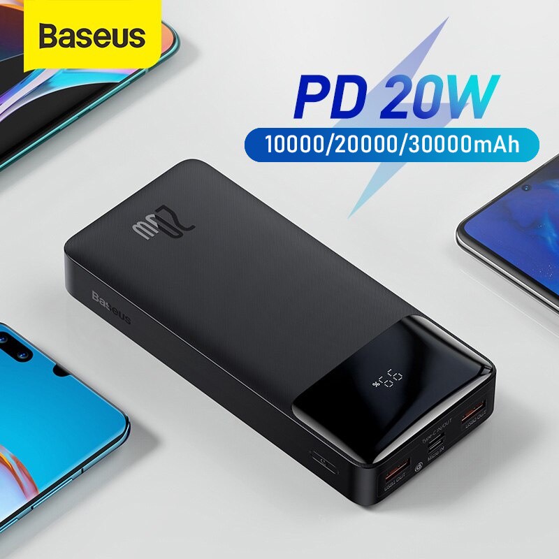 Pin Sạc dự phòng 20w Baseus Bipow Digital Display Power Bank Dung Lượng 10.000 mAh/20.000 mAh