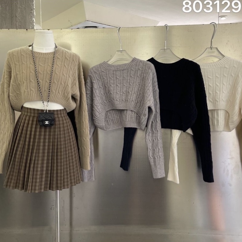 Áo len vặn thừng croptop