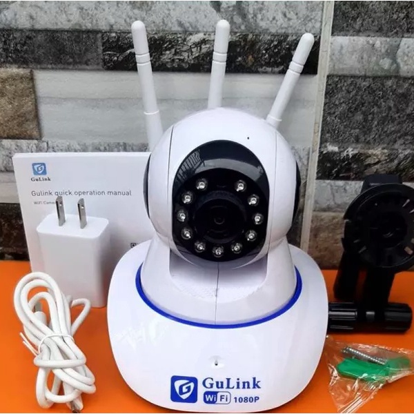 Camera IP wifi Gulink GL601W 3 râu quay 360 độ đàm thoại 2 chiều - tích hợp cổng LAN RJ45 (Trắng)