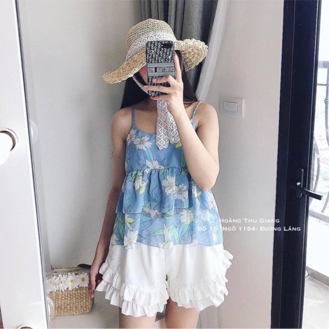 Set áo 2 dây hoa + quần sooc bèo | BigBuy360 - bigbuy360.vn