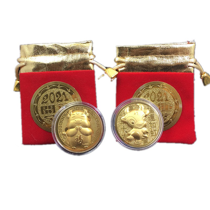 Lì xì đồng vàng chú TRÂU may mắn mạ vàng 24K - TẾT TÂN SỬU 2021 - C01