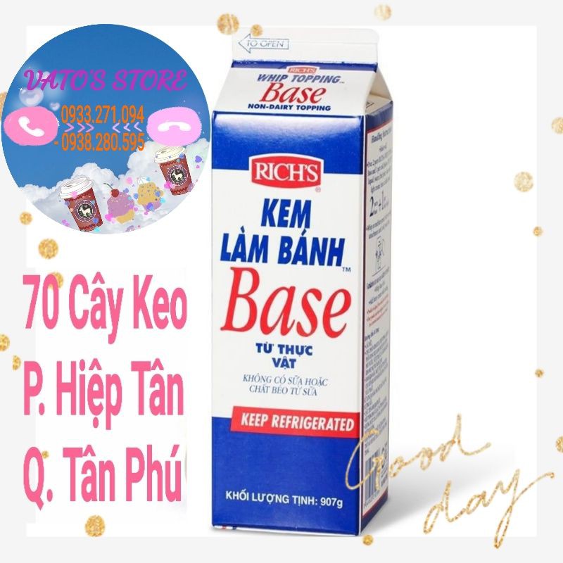 Kem làm bánh BASE 907g / Kem sữa Topping BASE Rich's 907g