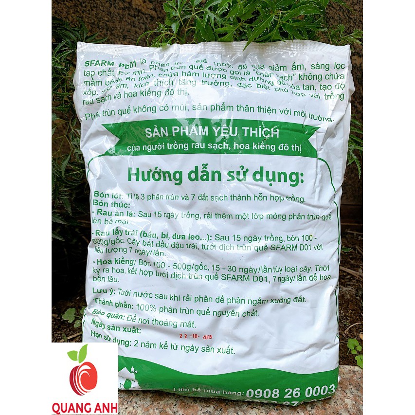 Phân trùn quế SFARM cao cấp 2KG - phân bón hữu cơ trồng cây, trồng rau, cây cảnh nội thất, cây hoa kiểng