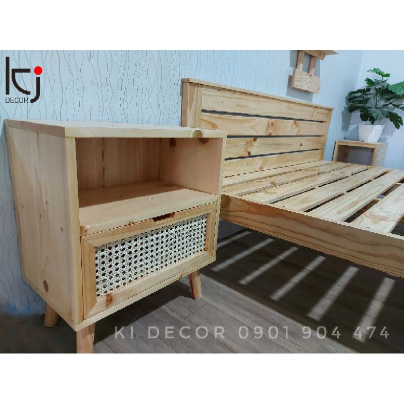 [TK001] - KỆ TỦ ĐẦU GIƯỜNG MÂY ĐAN MẮT CÁO KI DECOR SIZE 50X35X55CM | BigBuy360 - bigbuy360.vn