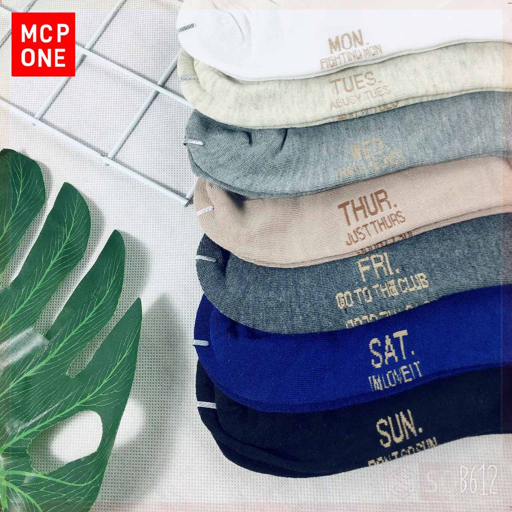 COMBO 7 đôi tất, Set Tất tuần 7 ngày 7 đôi, hàng cotton dày dặn tất trơn cổ ngắn cho nam MCP One(GIAO MÀU NGẪU NHIÊN)