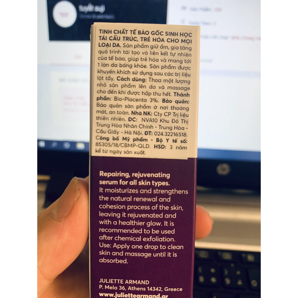 [Tế bào gốc] Tinh chất dưỡng da Juliette Armand Bio Placenta Serum chiết xuất tế bào gốc giúp trẻ hóa làn da (20ml)