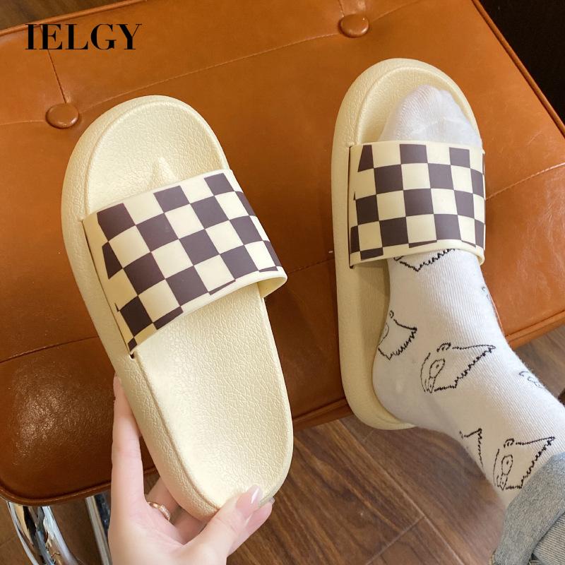 Dép quai ngang IELGY họa tiết caro thời trang cá tính cho nữ