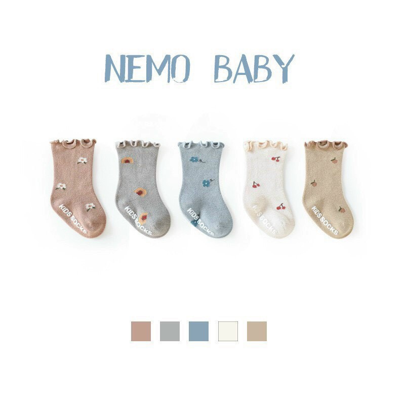 Tất vớ chống trượt xuất Hàn Nemo Baby họa tiết hoa quả cho bé trai bé gái