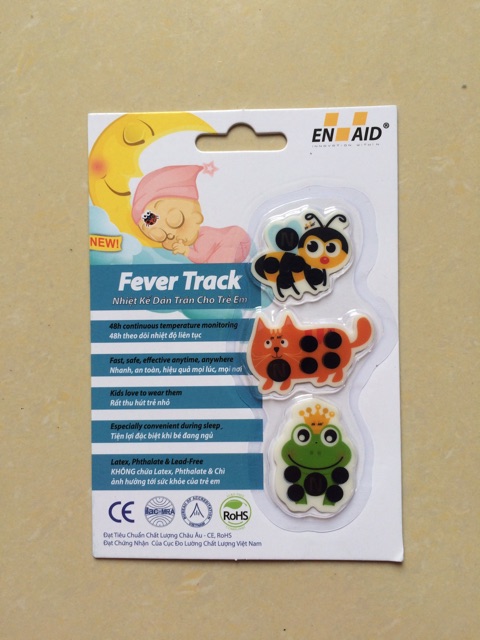 Nhiệt kế dán trán Fevertrack dành cho trẻ em, đo nhiệt độ nhanh cho bé