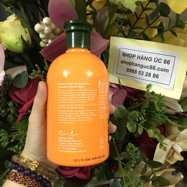 Sữa tắm gội cho bé Healthy Care Pawpaw 500ml