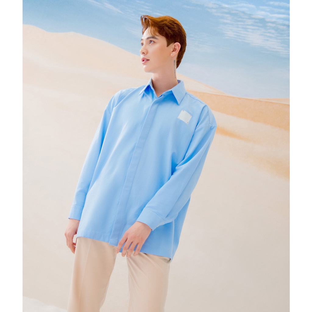 Sơmi cotton Y22 màu xanh da trời
