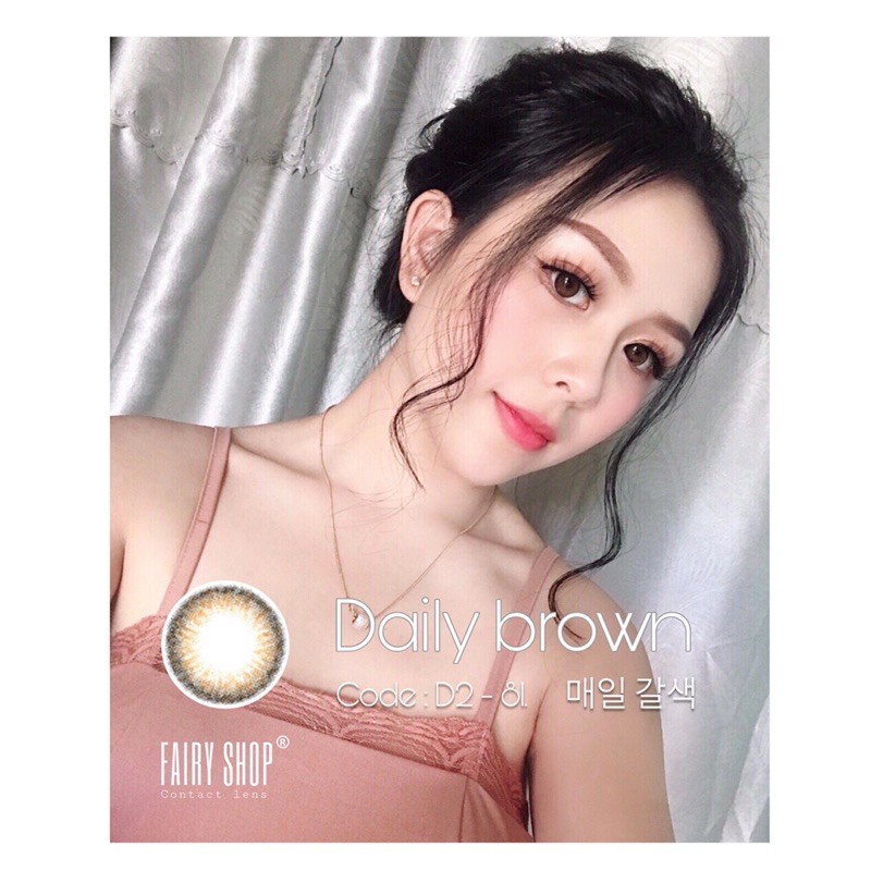 Kính Áp Tròng Daily Brown 14.0mm - Kính Áp Tròng Hàn Quốc FAIRY SHOP CONTACT LENS - độ cận 0 đến 8