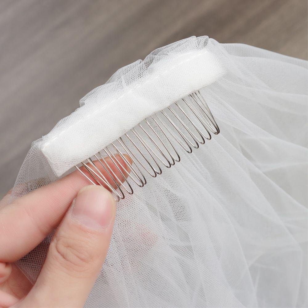 MOILYVN Mạng Che Mặt Màu Trắng Ngà Đơn Giản Kèm Lược Cài Tóc Cho Cô Dâu