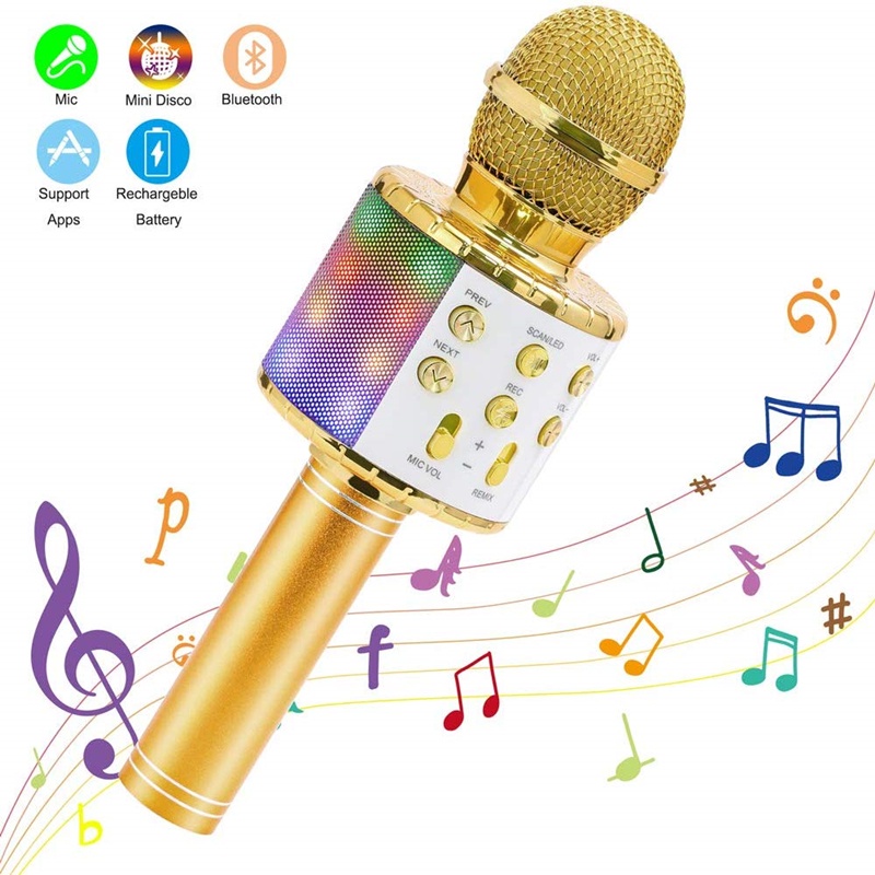 Mic Hát Karaoke Bluetooth Không Dây Kèm loa Âm vang Ấm mic hát karaoke cầm tay mini micro [HT00001..]