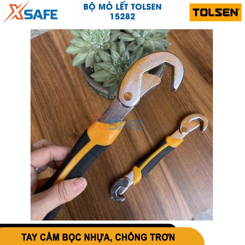 Bộ 2 mỏ lết Tolsen 15282 (9 - 32mm), mỏ lết tăng đưa dùng chất liệu thép cacbon mạ crôm, độ bền cao [CHÍNH HÃNG][XSAFE]