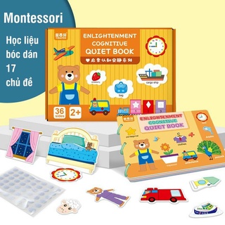 (Hàng loại 1) Học liệu bóc dán 17 chủ đề- Đồ Chơi Thông Minh Theo Phương Pháp Giáo Dục Sớm Montessori Cho Bé 2-6 tuổi