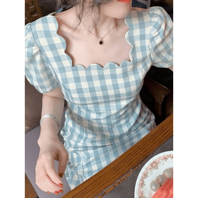 ĐẦM CARO NỮ CỔ VIỀN CẮT LAZER DỰ TIỆC KẾT HỢP CÔNG SỞ SANG CHẢNH LỊCH THIỆP (HÀNG QUẢNG CHÂU)