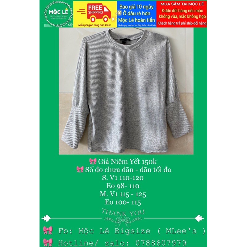 (40-80kg) Áo len dệt kim nữ tay dài bo ống f21 form cánh dơi màu xám trơn
