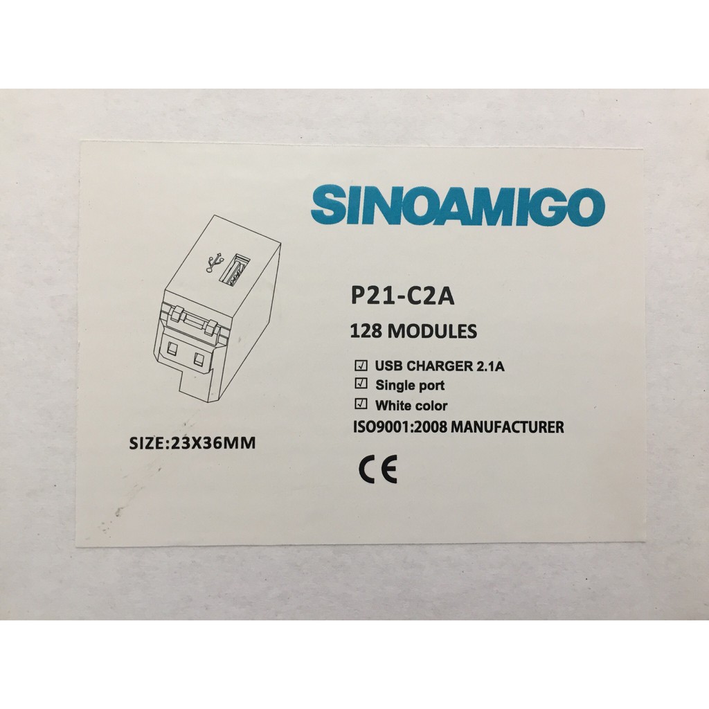 Ổ cắm USB sạc Sinoamigo 5V-2.1 dùng lắp mặt nạ Panasonic âm tường, ổ cắm âm sàn