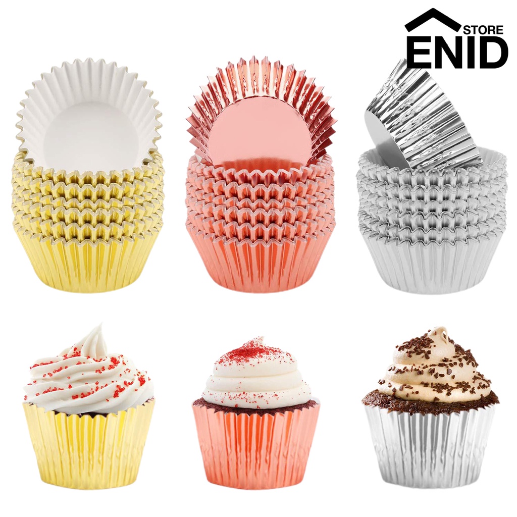 Set 100 Cốc Lá Nhôm Chịu Nhiệt Chống Mỡ Làm Bánh Cupcake