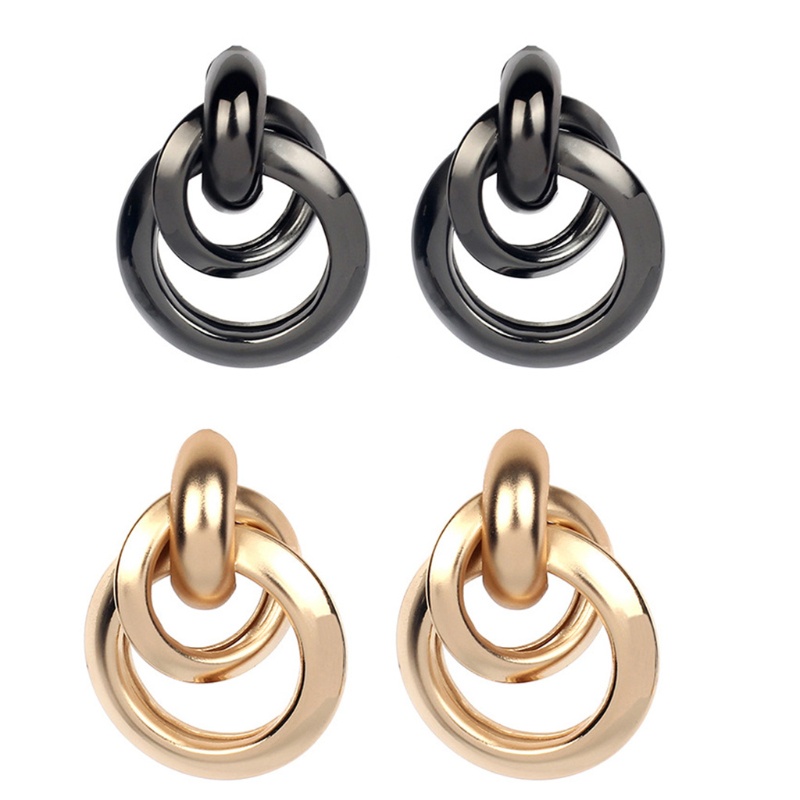 1 Đôi Bông Tai Hình Học Xoắn Nút Bằng Kim Loại Nhỏ Cho Nữ