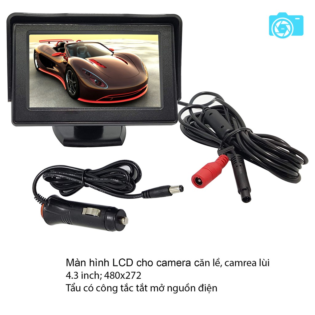 Bộ camera cặp lề không cần khoan gương, màn hình LCD 4.3 inch, dễ dàng lắp đặt -LaKaDo