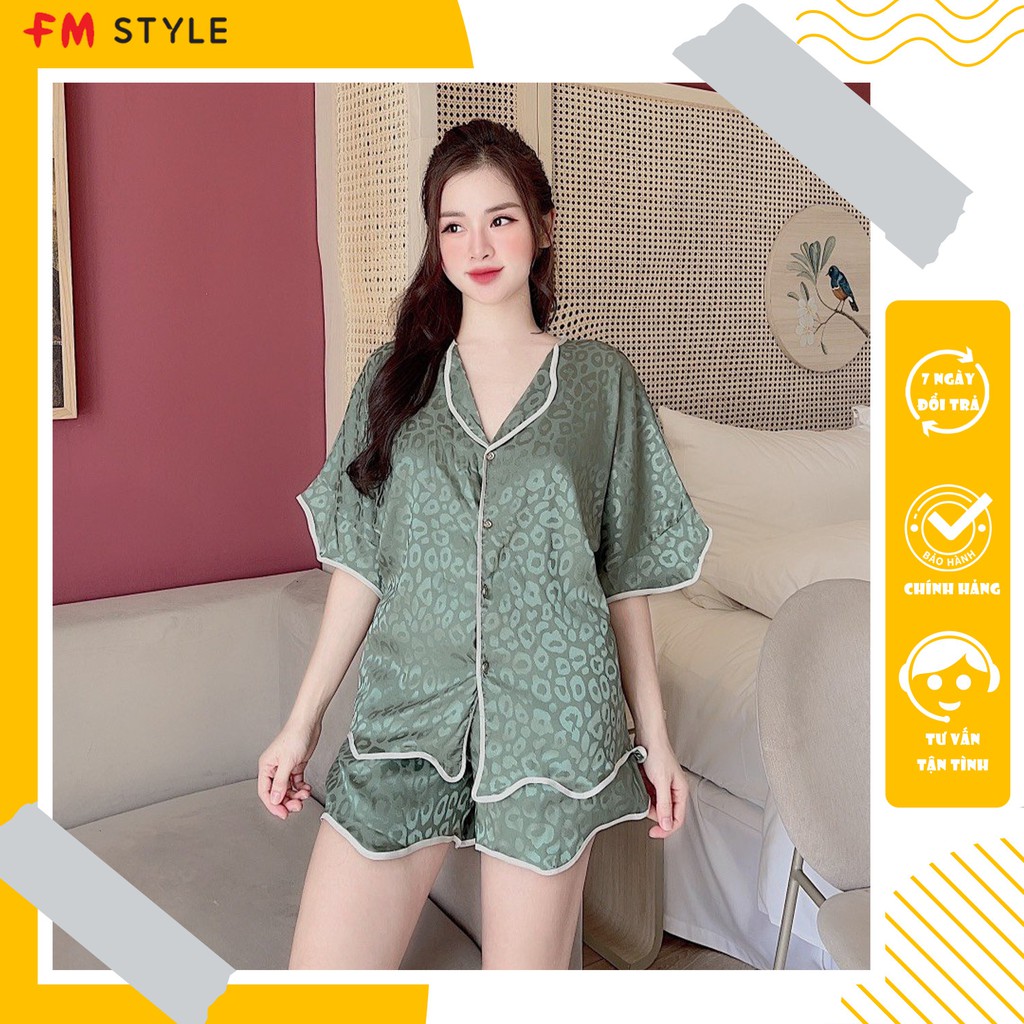 Đồ bộ nữ pijama FM Style đồ ngủ nữ hoạ tiết sọc da beo chất lụa mịn mát sang trọng bộ mặc nhà quyến rũ 21062414