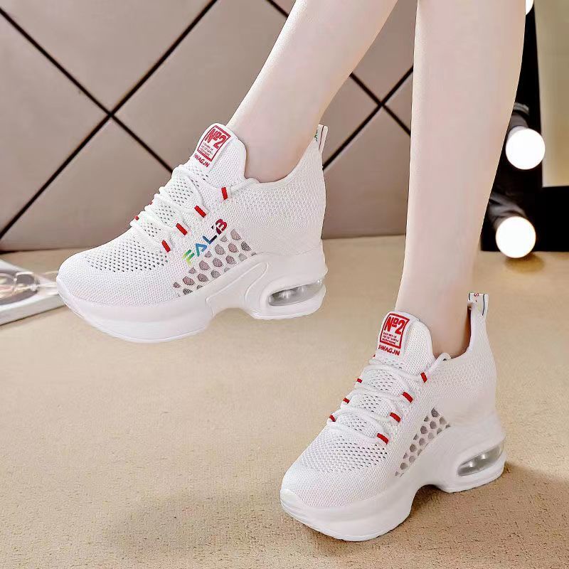 Giày Thể Thao Phối Lưới Thoáng Khí Đế Độn 8cm Thời Trang Mùa Hè Mới Cho Nữ