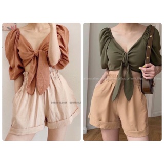 Set áo cột nơ ngực kèm quần short