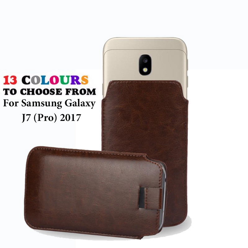 Túi đựng điện thoại chất giả da trơn màu cho Samsung Galaxy J7 2017 J730F/J7 Pro 2017