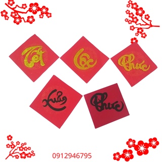 Chữ nhũ giấy đỏ thư pháp trang trí tết