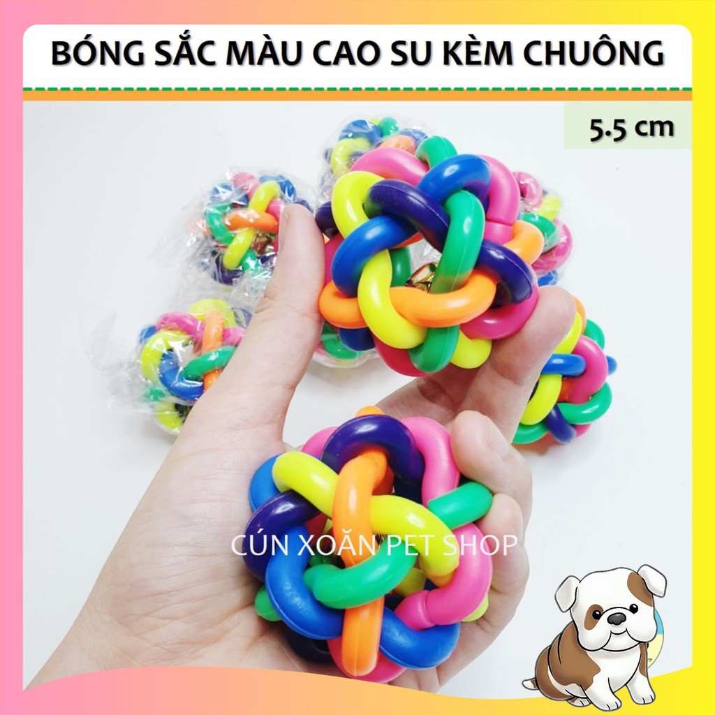 Đồ chơi cho chó mèo - Bóng sắc màu cao su kèm chuông