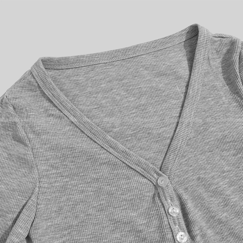 Set váy body thun len tăm TheKim - Bộ 2 món áo croptop dài tay cúc ngực - chân váy ngắn cạp cao SV127