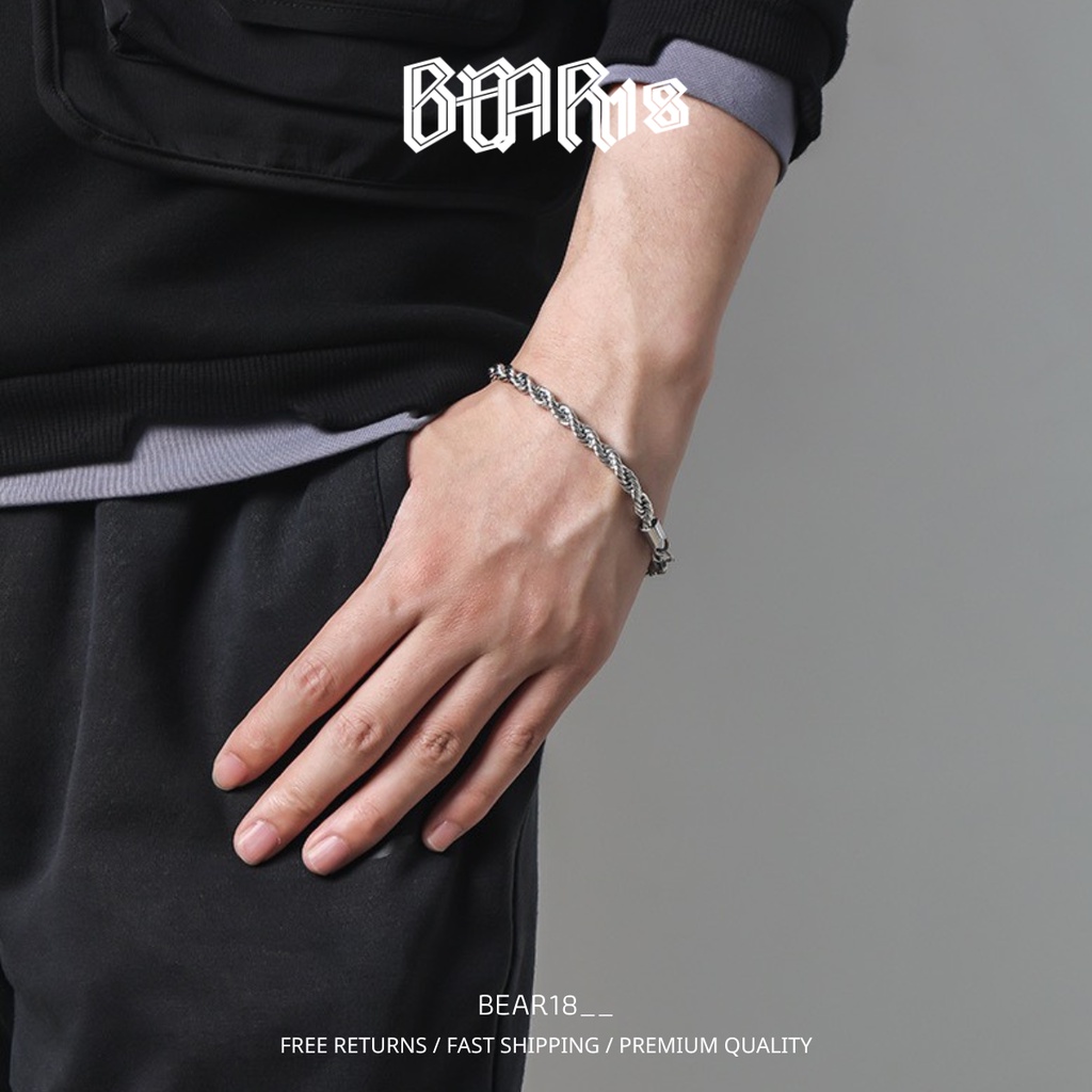 Vòng tay - lắc tay nam đơn giản màu bạc chất liệu thép titan không gỉ unisex phù hợp cho nam và nữ BEAR18 - L114