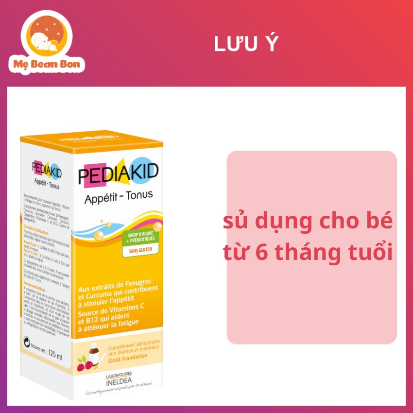 Vitamin cho bé Pediakid Appétit Tonus Pháp 125ml giúp bé ăn ngon cho trẻ 6 tháng tuổi trở lên hay biếng ăn - mẹ bean bon