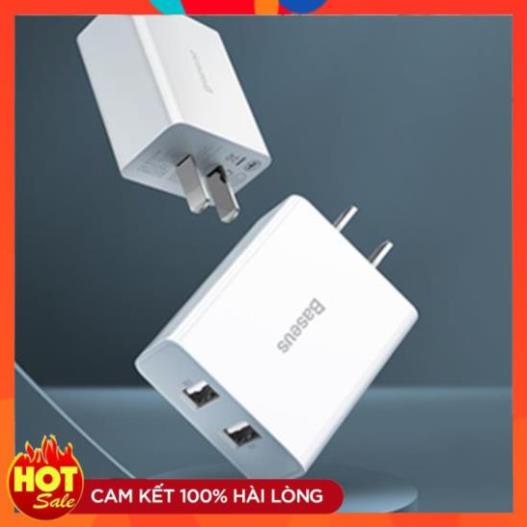 Củ Sạc Nhanh Baseus 2 USB Chống cháy nổ Speed Mini Dual U Charger 5V/ 2A