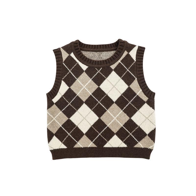 Áo khoác dệt kim có tay/ không tay kiểu retro thười trang cho các bé