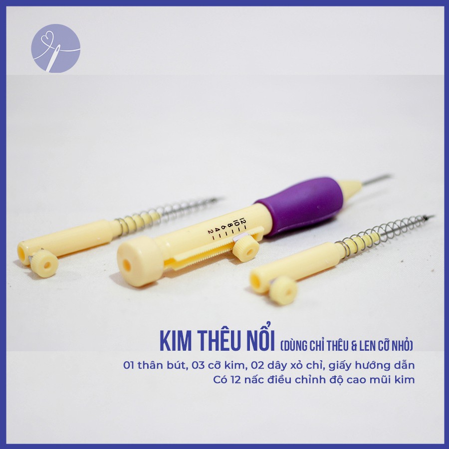 Kim Thêu Nổi Tặng Kèm Chỉ và Mẫu Thêu