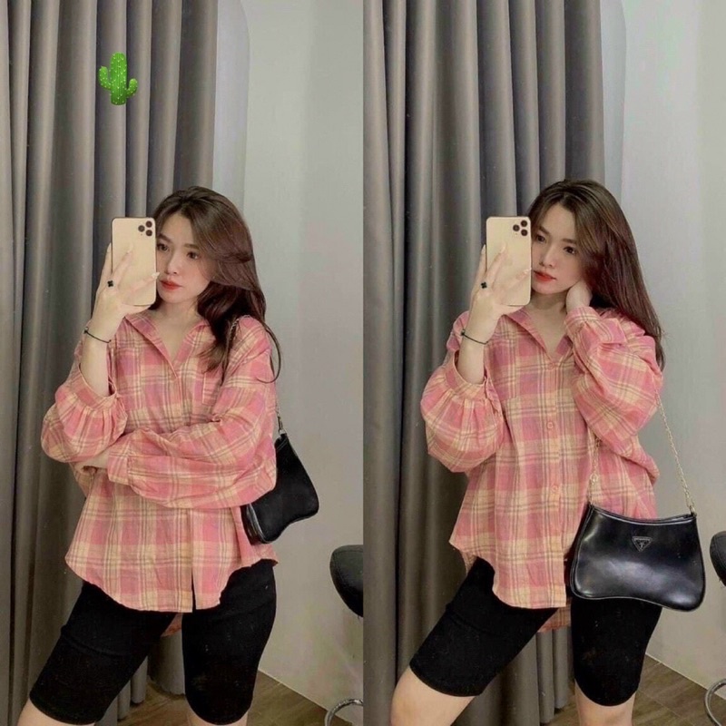 HÀNG CAO CẤP sơ mi caro tay phồng dài hàng đẹp may kỹ KXPC ALOHA