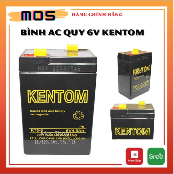 Bình ac quy khô 6V 5Ah Kentom (Đen-Vàng) Mos Shop
