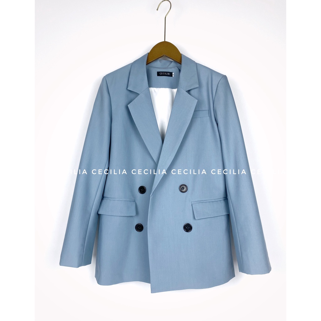Áo AZURA blazer by CECILIA màu xanh da trời (blue) hai hàng khuy (ảnh thật chụp bởi CECILIA chuẩn màu)