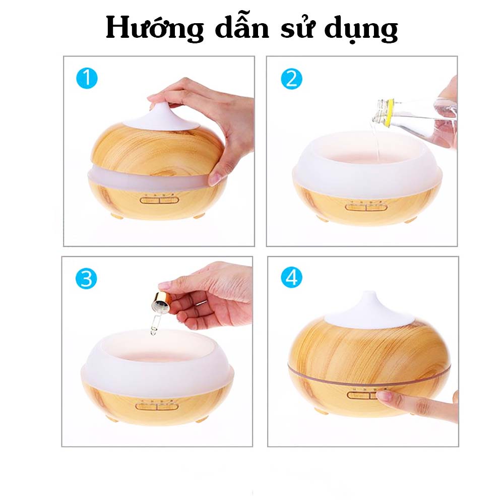 Máy xông tinh dầu phòng ngủ - phun sương tạo độ ẩm 500ml - AROMA DIFFUSER 6 - kèm remote