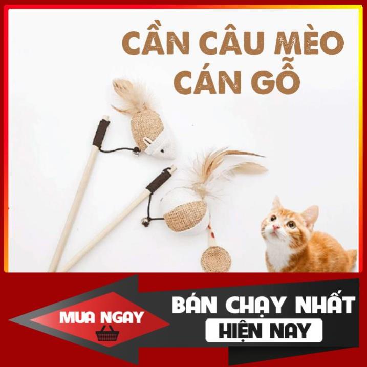 Đồ Chơi Cần Câu Cán Gỗ Nhồi Bông Cho Mèo Vờn Giá Rẻ