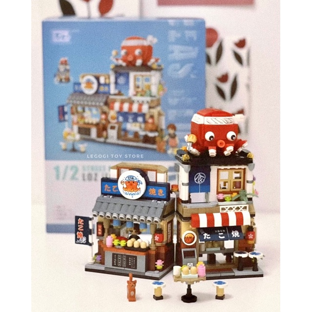 Đồ chơi xếp hình Legogi CỬA HÀNG TAKOYAKI NHÀ KEM QUÁN NHẬU NHẬT HẢI SẢN QUÁN LOZ MINI mô hình lắp ráp lắp ghép