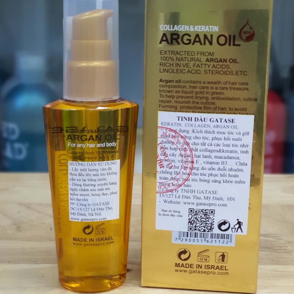 Tinh dầu dưỡng tóc GATASE COLLAGEN KERATIN ARGAN OIL 60ml