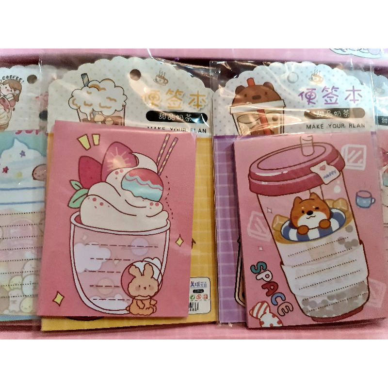 Sỉ: Thùng 30 thếp giấy note ghi chú trà sữa, kem mã MQ-834