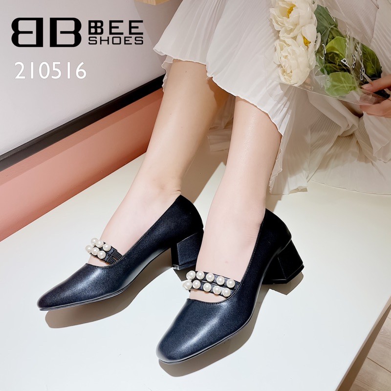 BEE SHOES - GIÀY BÚP BÊ NỮ QUAI NGỌC DA MỀM - GIÀY BÚP BÊ NỮ ĐẾ TRỤ CAO 3 PHÂN DỄ ĐI SẴN MÀU ĐEN, KEM ,TRẮNG 210516