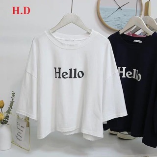 Áo Croptop Hello dáng rộng
