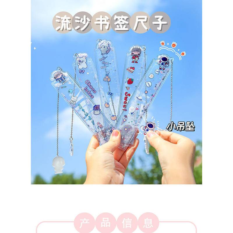 ⭐ iLado ⭐ Thước đo kích thước Thước kẻ dễ thương trong suốt học sinh Hoạt Hình mini đồ dùng học tập 15cm quà tặng học sinh In Họa Tiết Hoạt Hình Tiện Lợi Có thể được sử dụng làm dấu trang